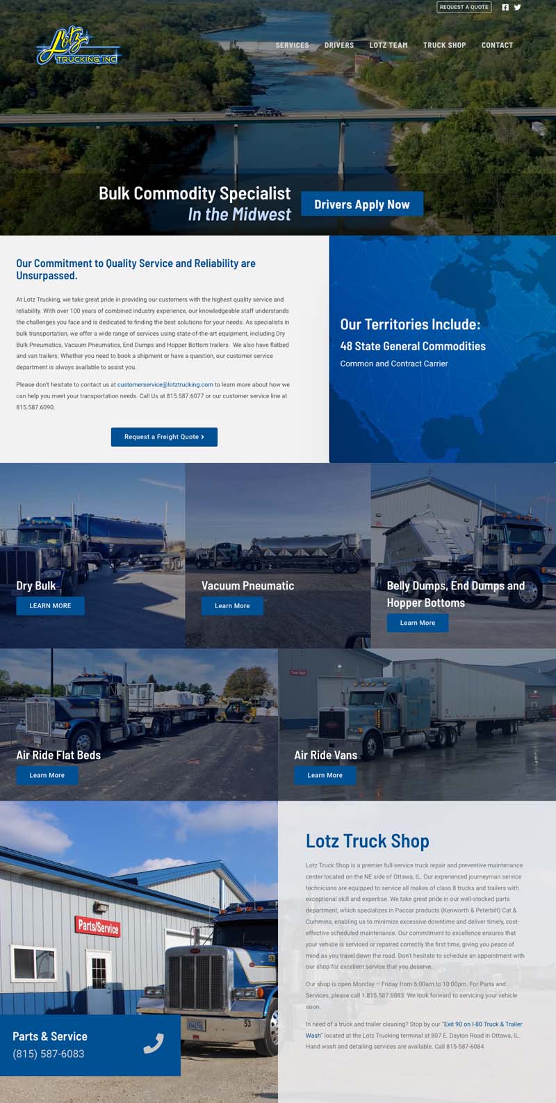 lotztrucking.com screenshot